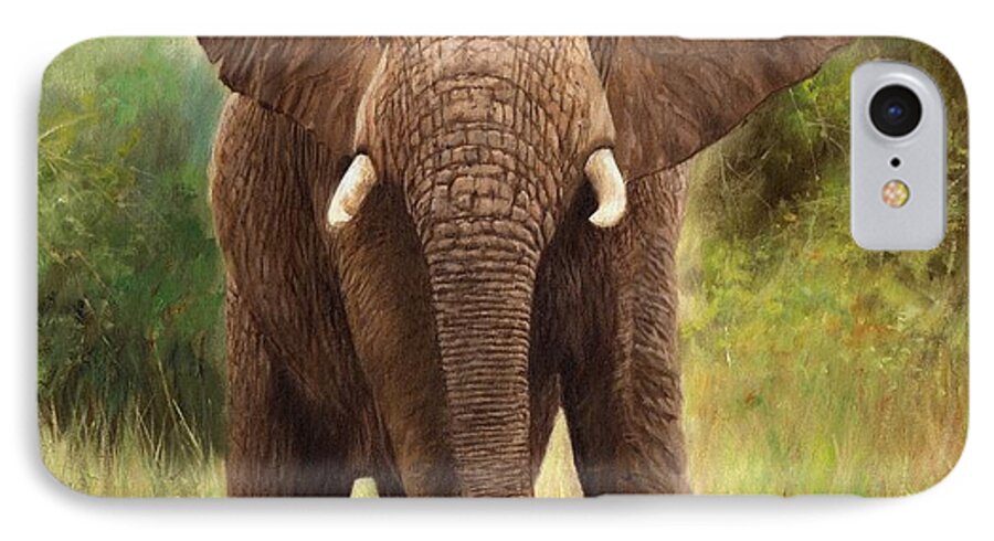 Elephant iPhone 7 Case featuring the painting African Elephant by David Stribbling