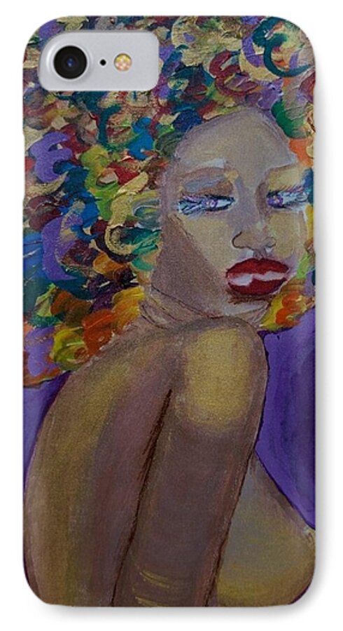 Semi Nude iPhone 7 Case featuring the painting Afro-chic by Apanaki Temitayo M