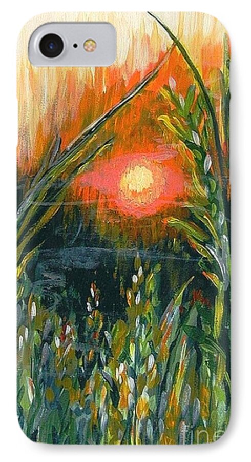 Fire iPhone 7 Case featuring the painting After the Fire by Holly Carmichael