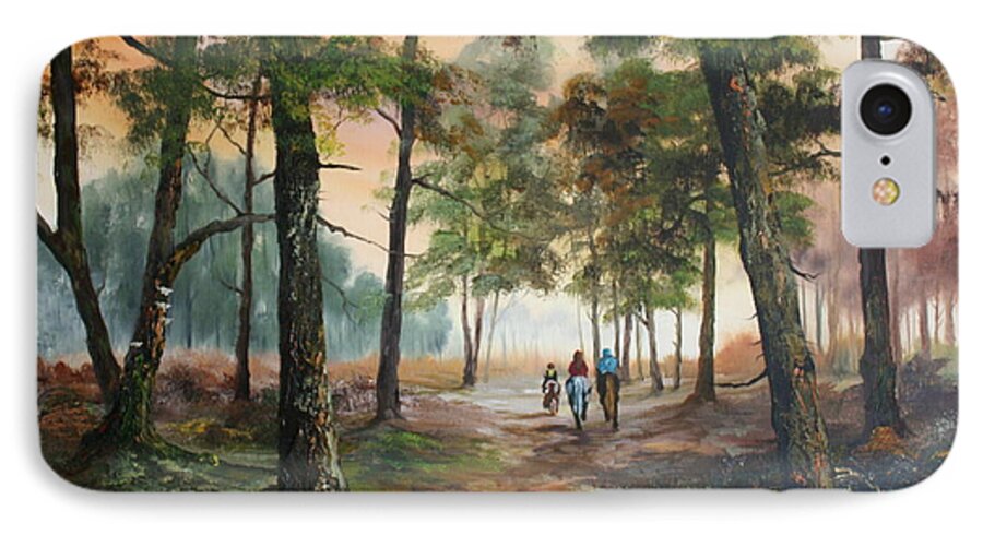 Cannock Chase iPhone 7 Case featuring the painting Afternoon Ride Through The Forest by Jean Walker
