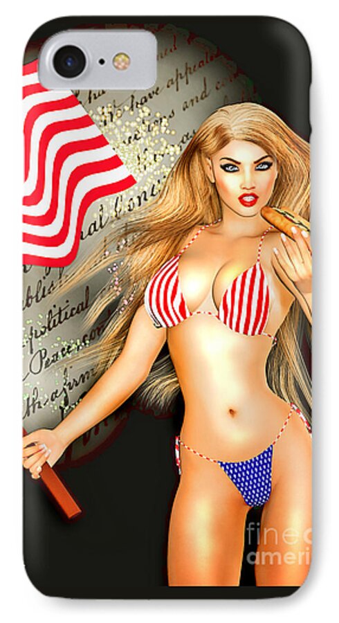 July 4 iPhone 7 Case featuring the digital art All American Girl - Independence Day by Alicia Hollinger