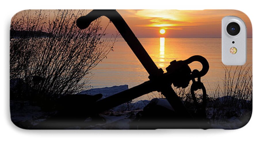 Anchor iPhone 7 Case featuring the photograph Anchor at sunrise by Sandra Updyke