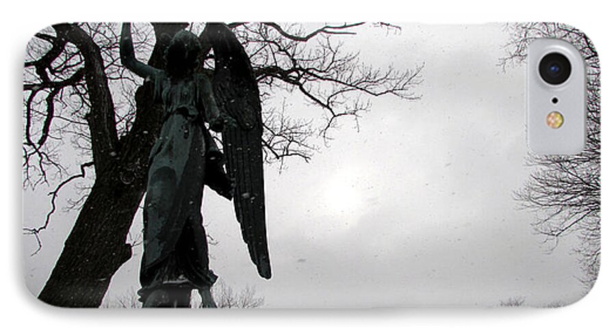 Statue iPhone 7 Case featuring the photograph Angel Over Me by Kimberly Mackowski