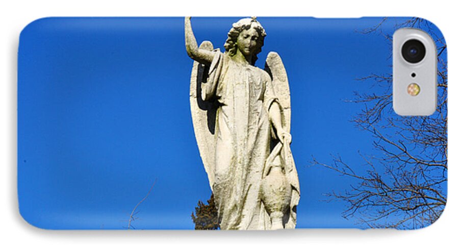 Angel iPhone 7 Case featuring the photograph Angel with Blue Sky by Diane Lent