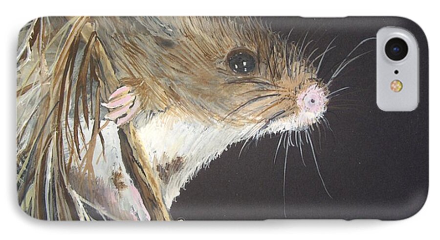 Harvest Mouse iPhone 7 Case featuring the painting Anne's Mouse by Carole Robins