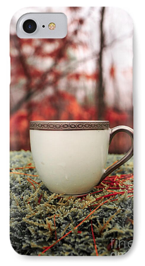 Tea iPhone 7 Case featuring the photograph Antique teacup in the woods by Edward Fielding