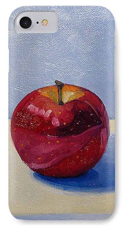Apple iPhone 7 Case featuring the painting Apple - White and Blue. by Katherine Miller