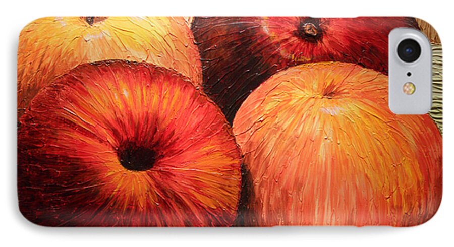Apples iPhone 7 Case featuring the painting Apples and Oranges by Joey Agbayani
