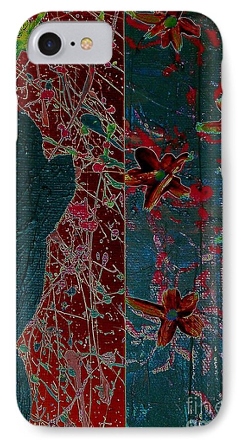 Silhouette iPhone 7 Case featuring the painting April Showers/ May Flowers by Jacqueline McReynolds