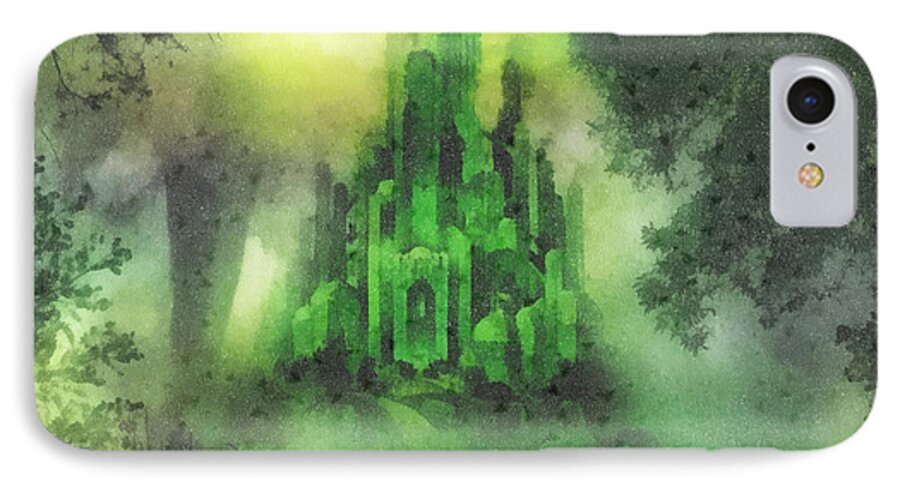 Emerald City iPhone 7 Case featuring the painting Arrival to Oz by Mo T