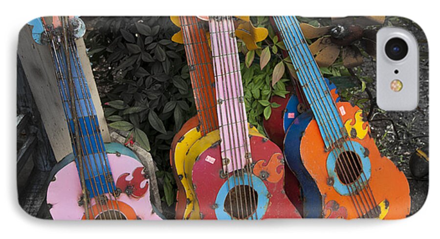 Gardening iPhone 7 Case featuring the photograph Arty Yard Guitars by Greg Kopriva