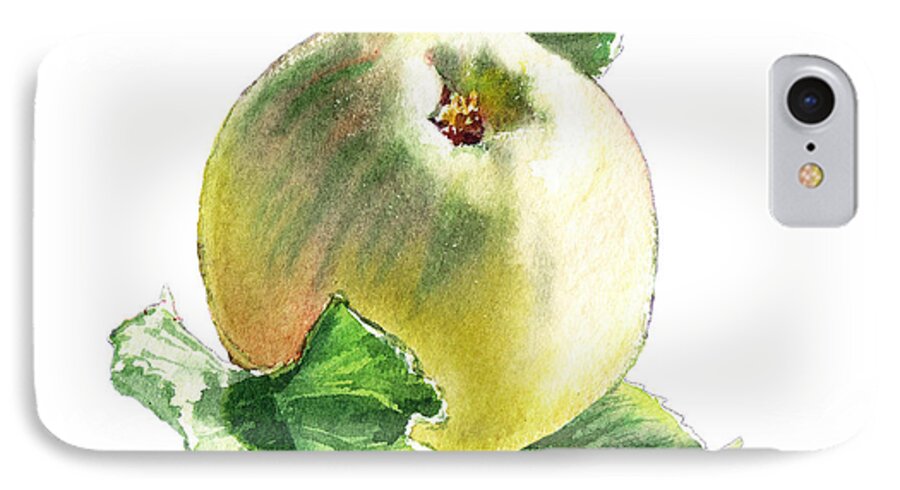 Apple iPhone 7 Case featuring the painting ArtZ Vitamins Series A Happy Green Apple by Irina Sztukowski