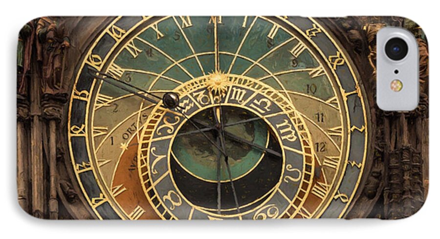 Astronomical Clock iPhone 7 Case featuring the photograph Astronomical Clock by Shirley Radabaugh