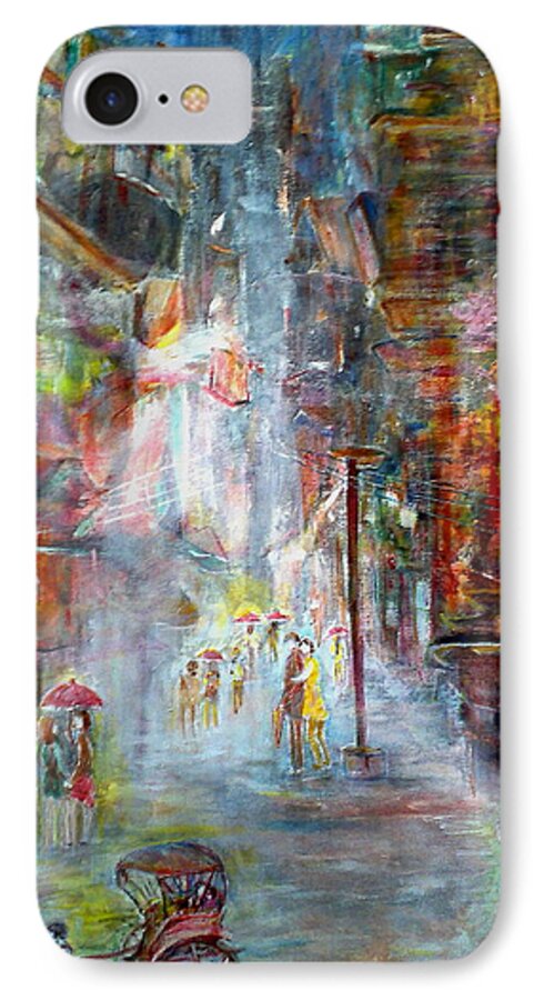 Rain iPhone 7 Case featuring the painting When rain just stopped at north Kolkata by Subrata Bose