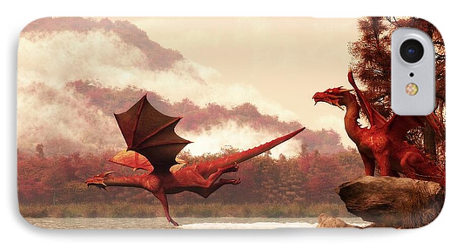 Dragon iPhone 7 Case featuring the digital art Autumn Dragons by Daniel Eskridge