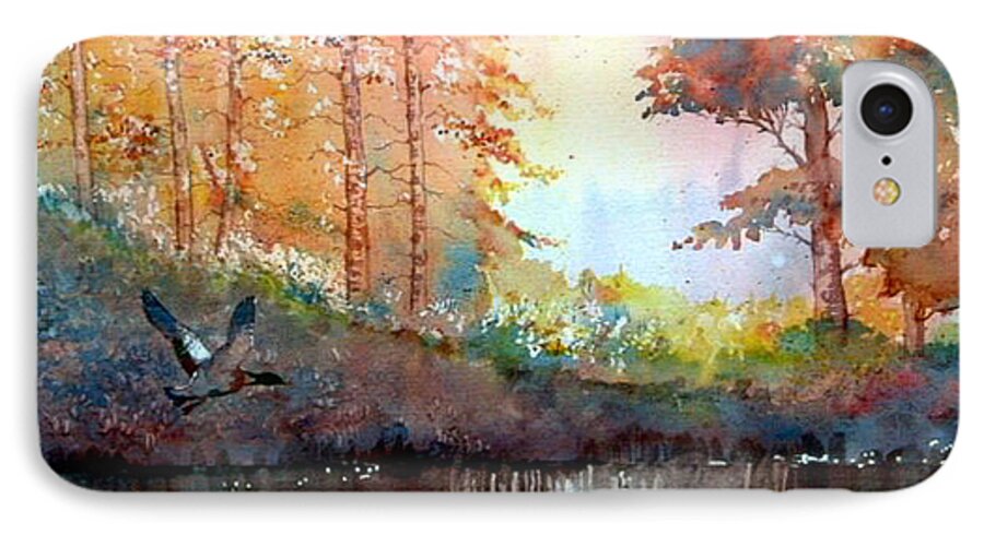 Glenn Marshall Artist iPhone 7 Case featuring the painting Autumn Reflections by Glenn Marshall