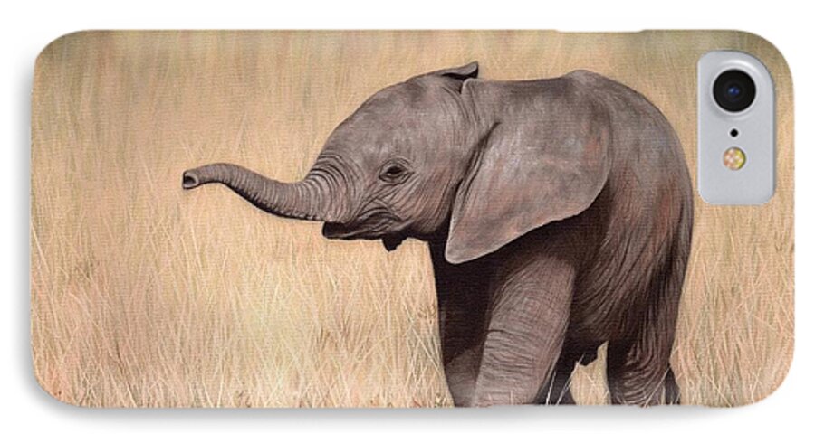 Elephant Calf iPhone 7 Case featuring the painting Elephant Calf Painting by Rachel Stribbling