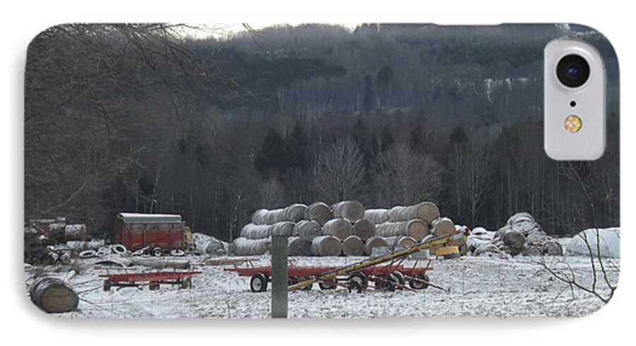 Winter iPhone 7 Case featuring the photograph Bales of Hay by Brenda Brown