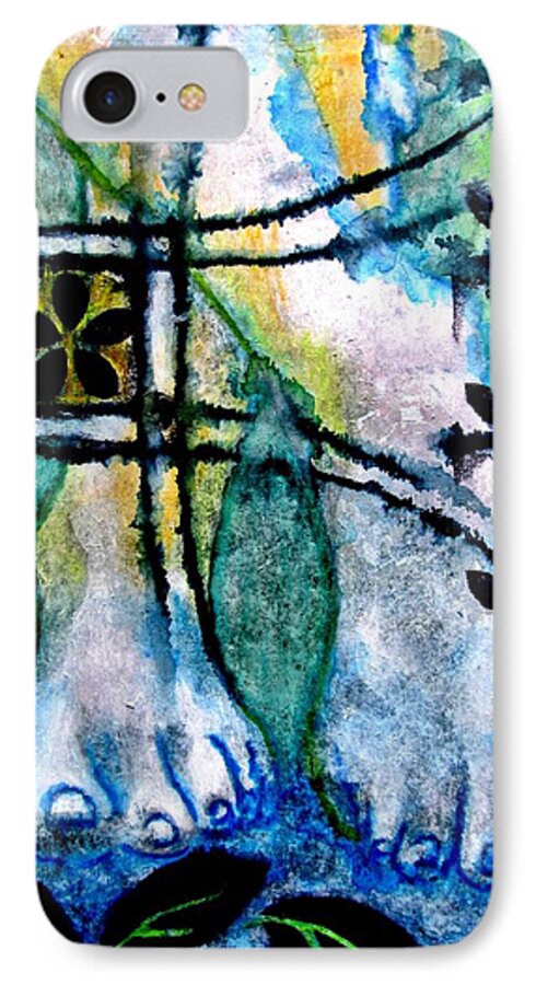 Barefoot iPhone 7 Case featuring the digital art Barefoot in the Garden by Maria Huntley