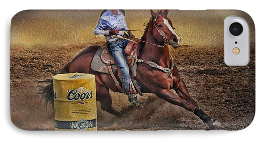 Cowgirl iPhone 7 Case featuring the photograph Barrel-Rider Cowgirl by Barbara Manis