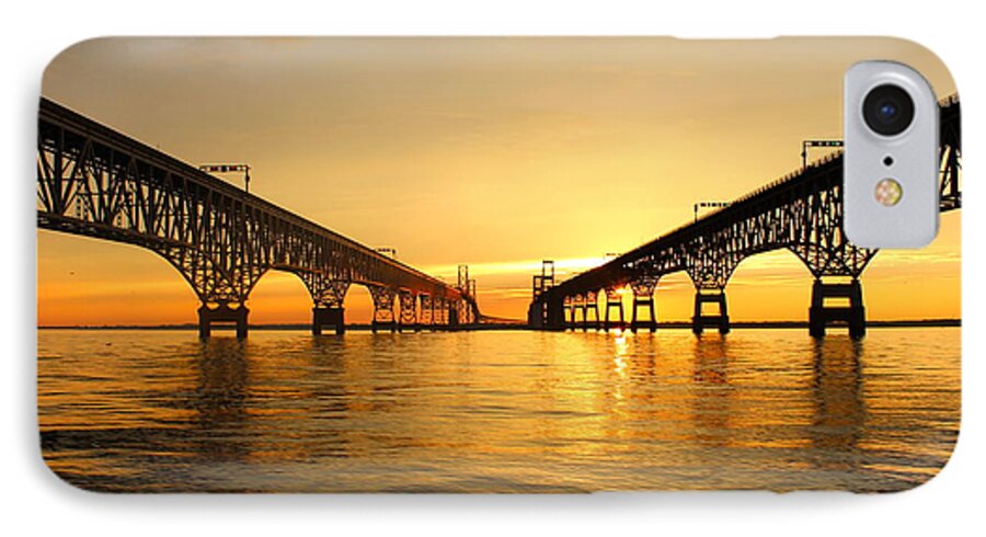 Bay Bridge iPhone 7 Case featuring the photograph Bay Bridge Sunset by Jennifer Casey