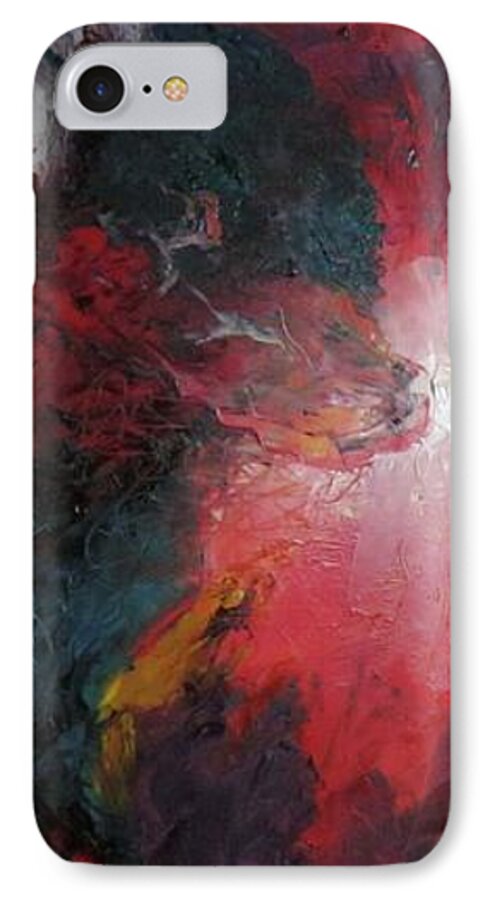 Oil Knifed Onto Canvas iPhone 7 Case featuring the painting Bayley - Exploding Star Nebuli by Carrie Maurer