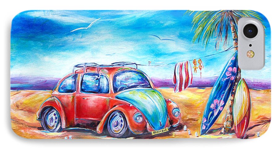Surf iPhone 7 Case featuring the painting Beach Bug by Deb Broughton