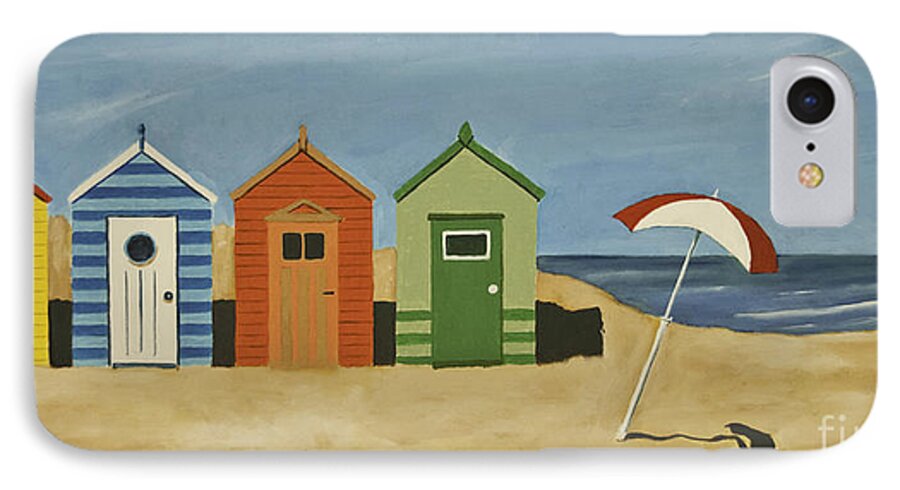 Beach Huts iPhone 7 Case featuring the painting Beach Huts by James Lavott