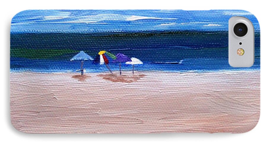 Beach iPhone 7 Case featuring the painting Beach Umbrellas by Jamie Frier