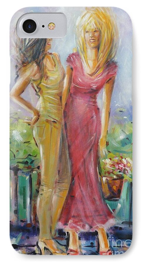Women iPhone 7 Case featuring the painting Best Friends 171008 by Selena Boron