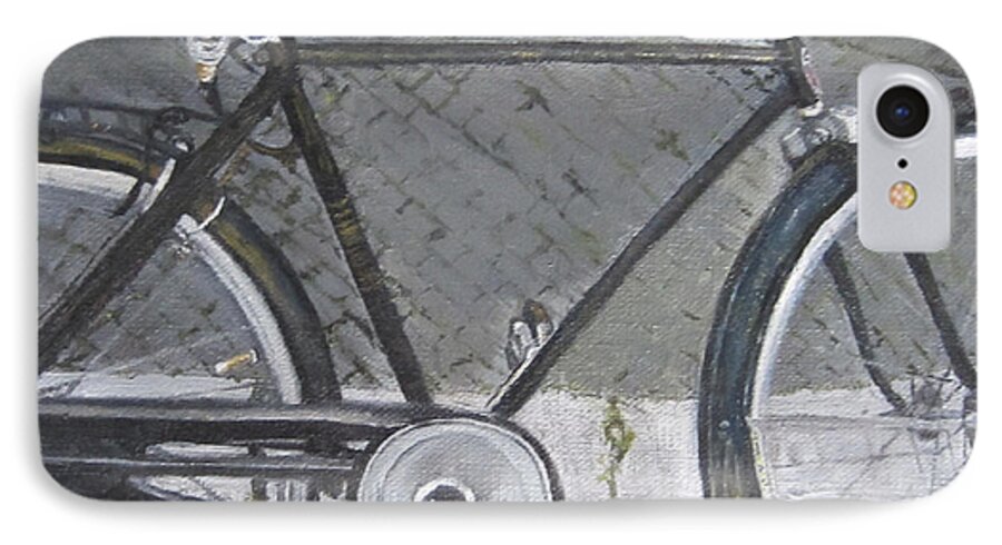 Bike iPhone 7 Case featuring the painting Bicycle in rome by Claudia Goodell