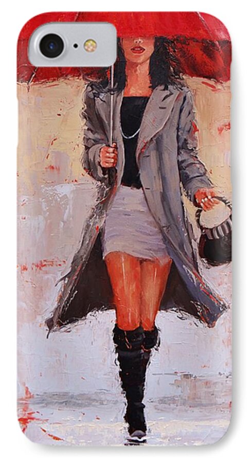 Laura Zanghetti iPhone 7 Case featuring the painting Big Red by Laura Lee Zanghetti