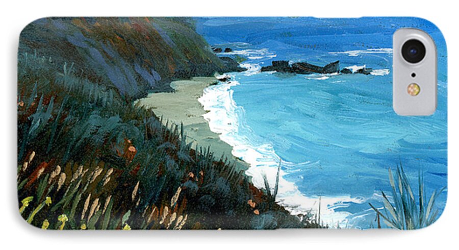 Landscape iPhone 7 Case featuring the painting Big Sur Coastline by Alice Leggett