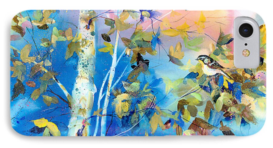 Bird iPhone 7 Case featuring the painting Bird in Blue by Mary Haley-Rocks
