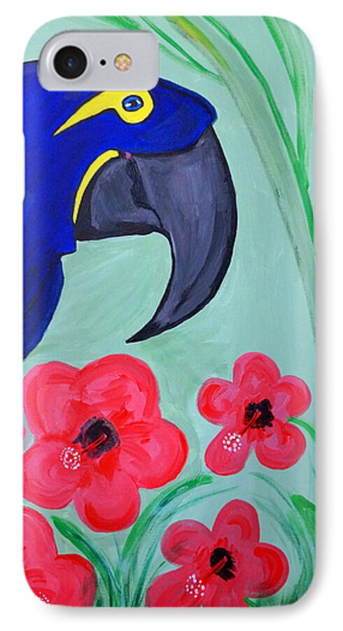 Bird I iPhone 7 Case featuring the painting Bird In Paradise  by Nora Shepley