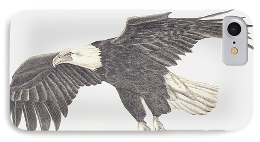 Eagle iPhone 7 Case featuring the drawing Bird of Prey by Patricia Hiltz