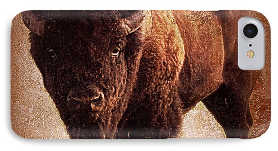 American Bison iPhone 7 Case featuring the digital art Bison by Mindy Bench