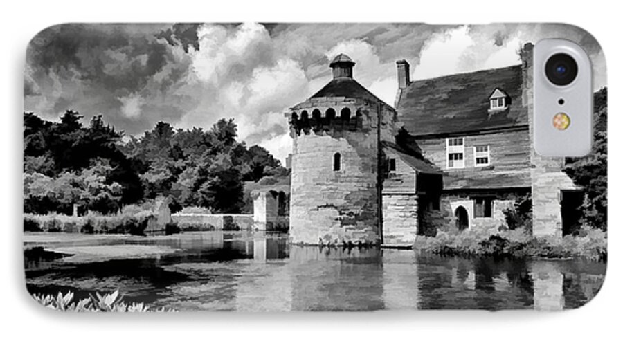 Scotney Castle iPhone 7 Case featuring the photograph Scotney Castle in Mono by Bel Menpes