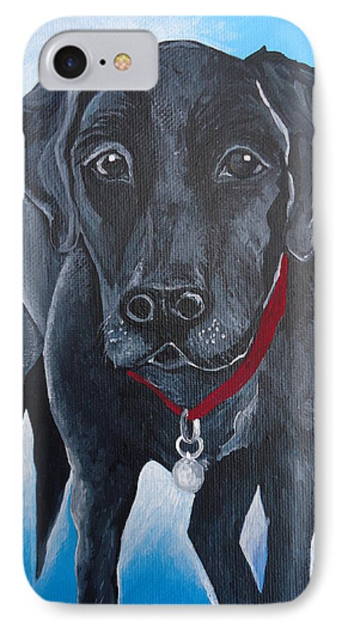 Black Lab iPhone 7 Case featuring the painting Black Lab by Leslie Manley