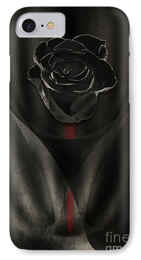 Movement iPhone 7 Case featuring the digital art Black rose in dark by Johnny Hildingsson