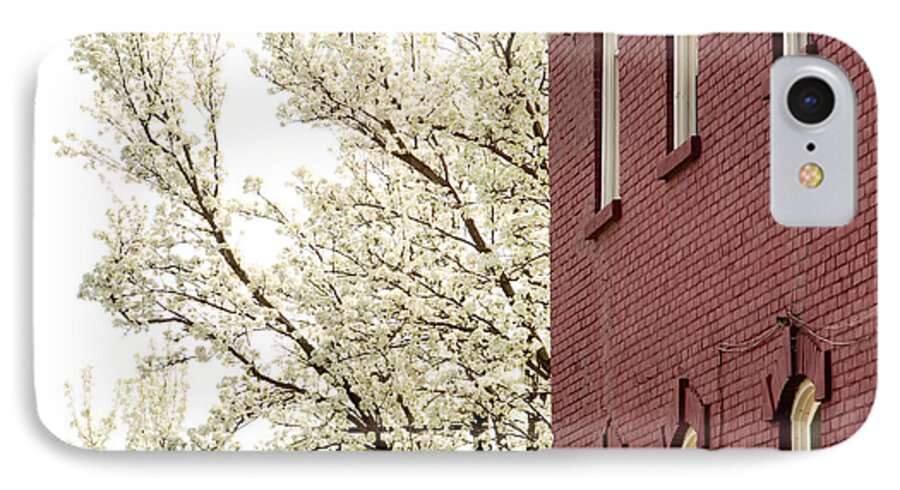 Red Brick iPhone 7 Case featuring the photograph Blossoms and Brick by Courtney Webster