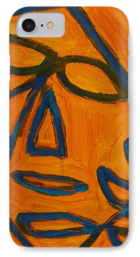 Blue iPhone 7 Case featuring the painting Blue And Orange by Shea Holliman
