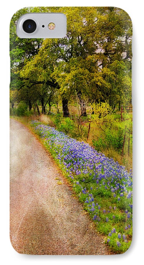 Trees iPhone 7 Case featuring the photograph Blue Bonnet Path by Joan Bertucci
