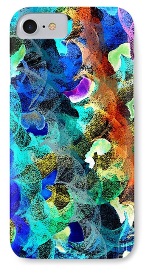 Abstract iPhone 7 Case featuring the digital art Blue chain by Julio Haro