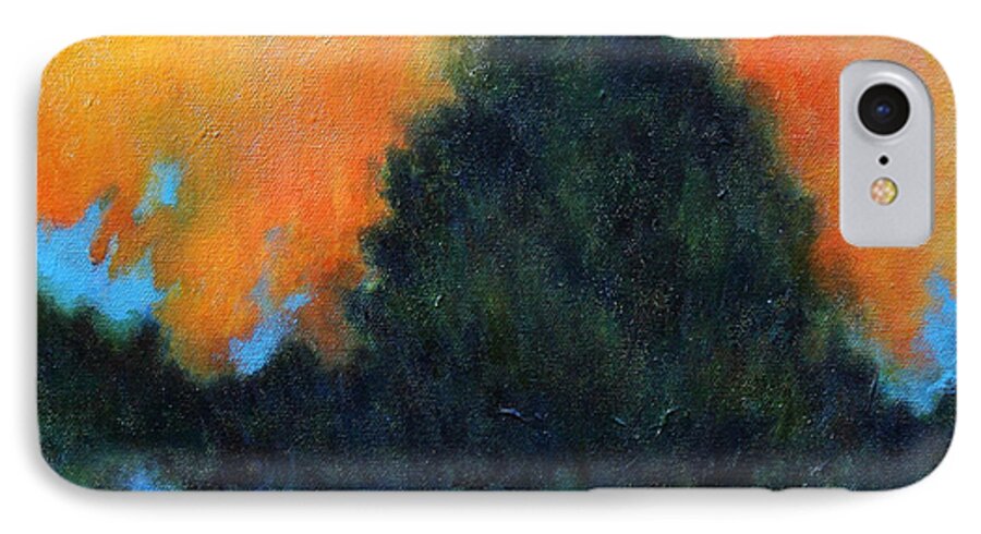 Landscape iPhone 7 Case featuring the painting Blue Flame by Alison Caltrider
