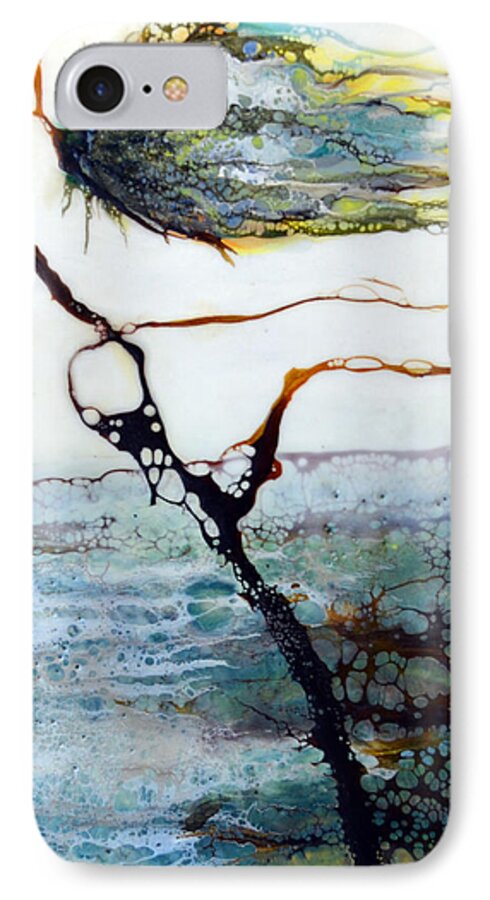 Encaustic iPhone 7 Case featuring the painting Blue Flower by Stream by Jennifer Creech