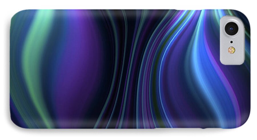 Purple. Blue iPhone 7 Case featuring the digital art Blue Globes by Lori Grimmett