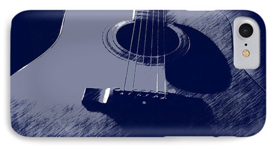 Guitar iPhone 7 Case featuring the photograph Blue Guitar by Photographic Arts And Design Studio