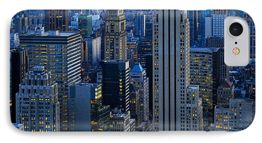 New York City iPhone 7 Case featuring the photograph Blue Hour in New York City USA by Sabine Jacobs