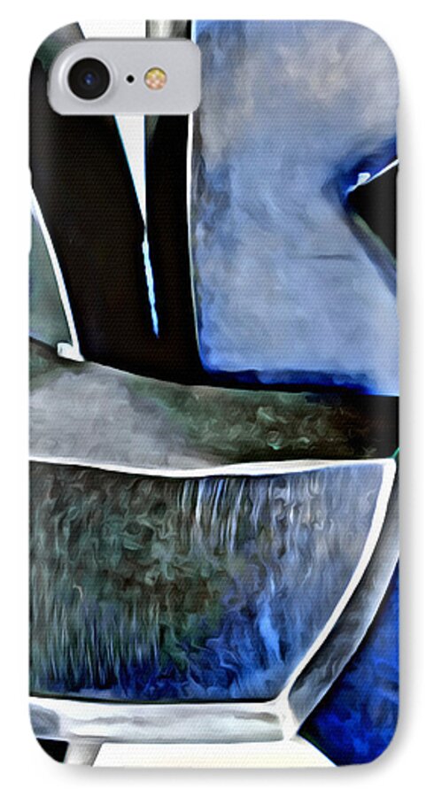 Blue Shapes iPhone 7 Case featuring the painting Blue Iron by Joan Reese